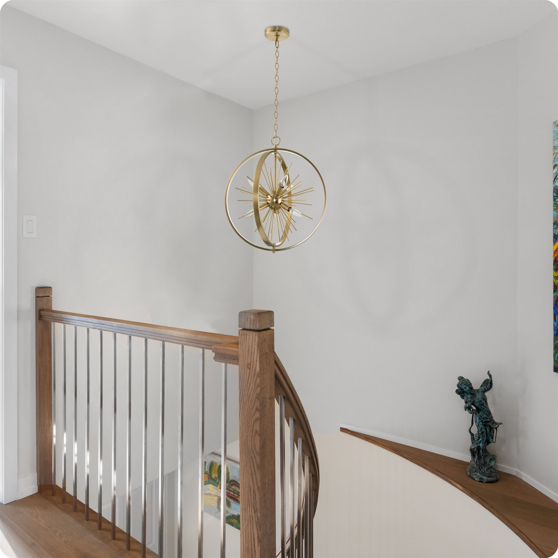 Lustre Solaris 22 à 6 lumières, forme sphérique/globe, style étoile Sputnik