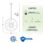 Lustre Solaris 22 à 6 lumières, forme sphérique/globe, style étoile Sputnik