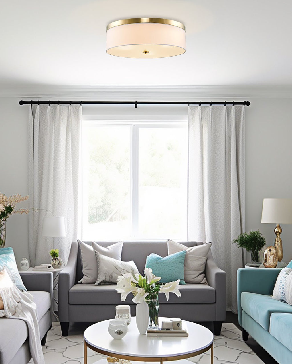 Plafonnier encastré Walker 20, grand modèle, style moderne du milieu du siècle, à 3 lumières