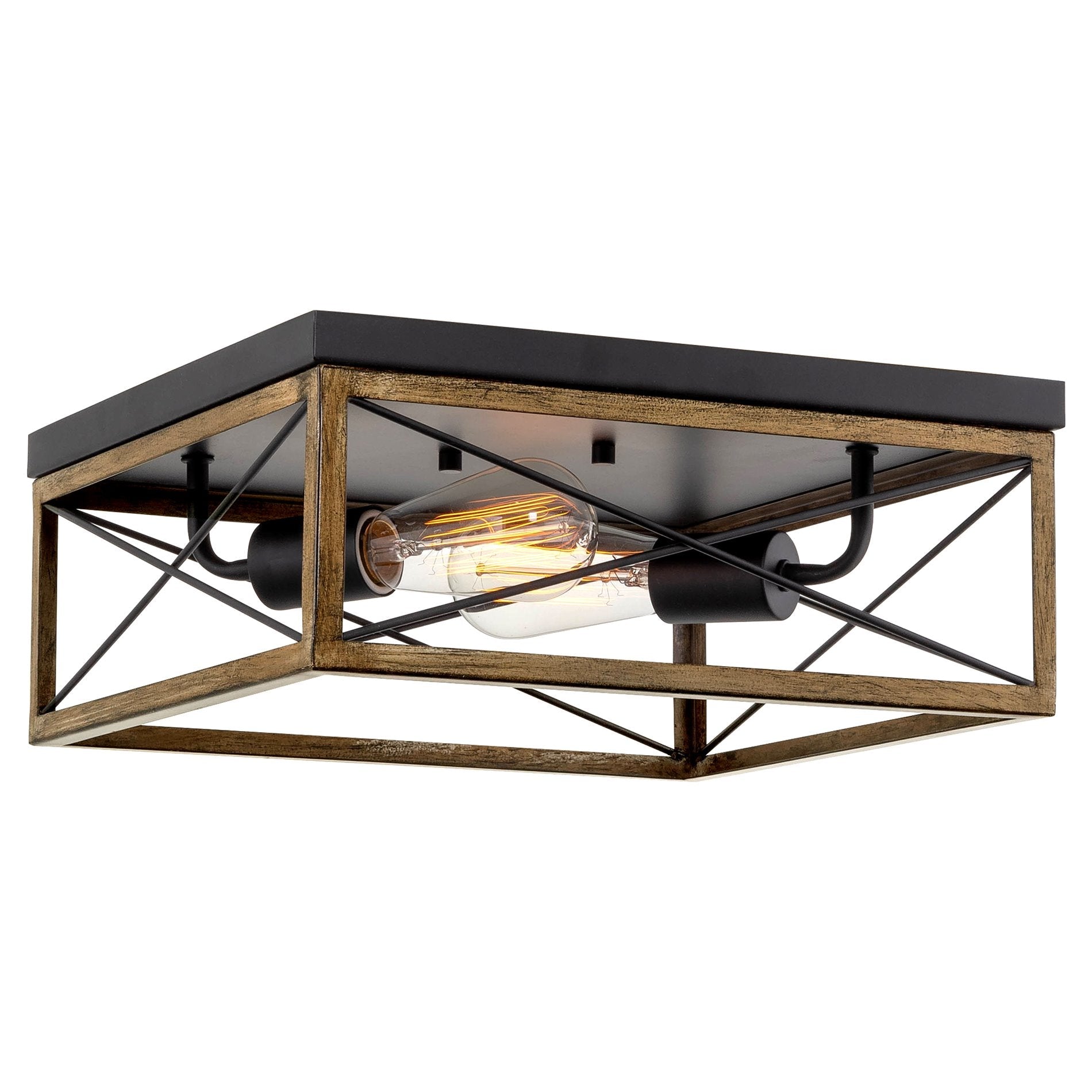 Plafonnier encastré Colton 13 à 2 lumières, style ferme moderne