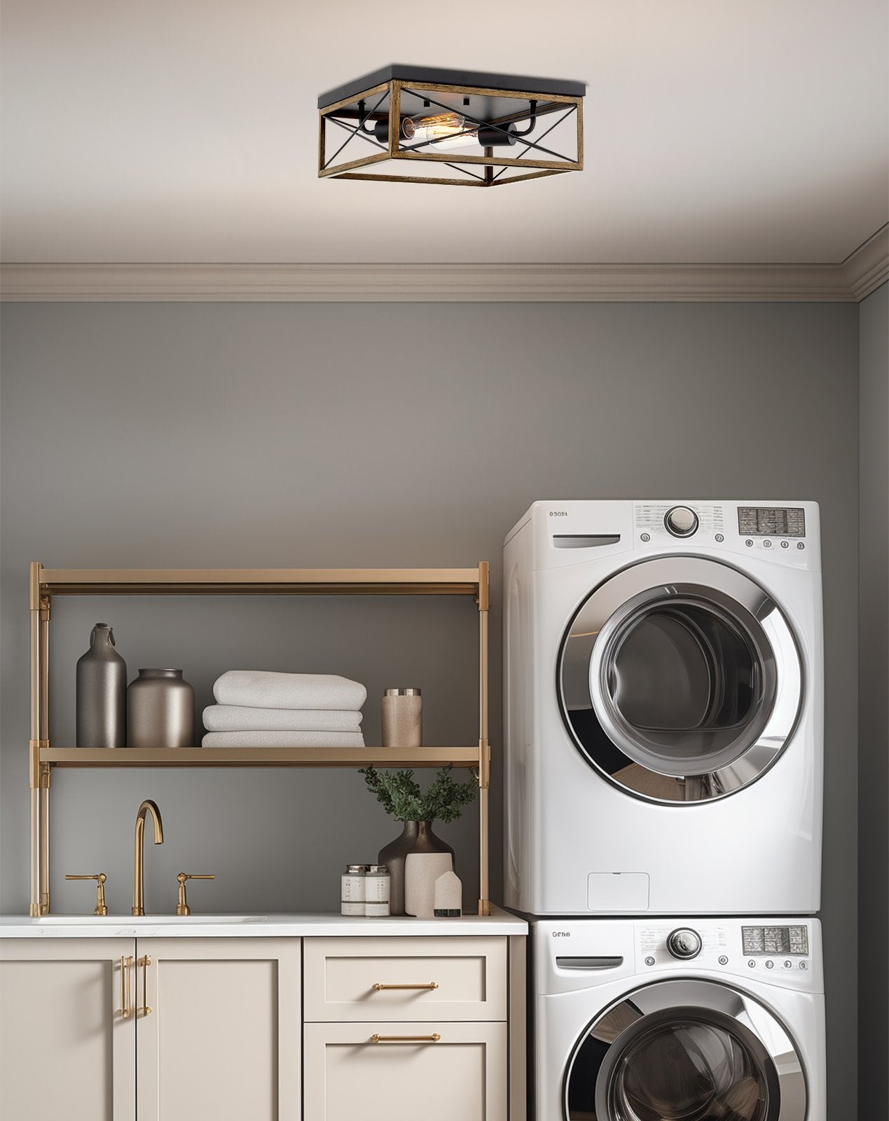 Plafonnier encastré Colton 13 à 2 lumières, style ferme moderne