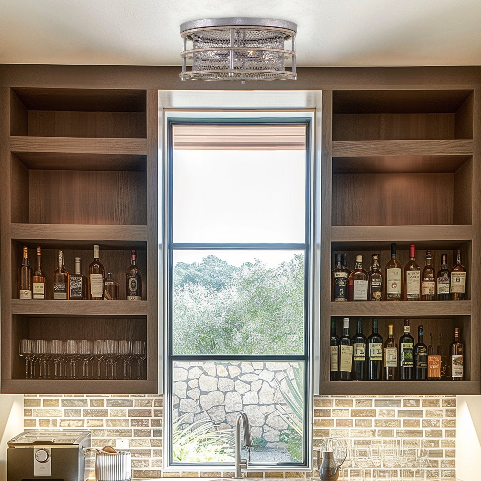 Plafonnier encastré Limerick 17 à 4 lumières, style ferme moderne