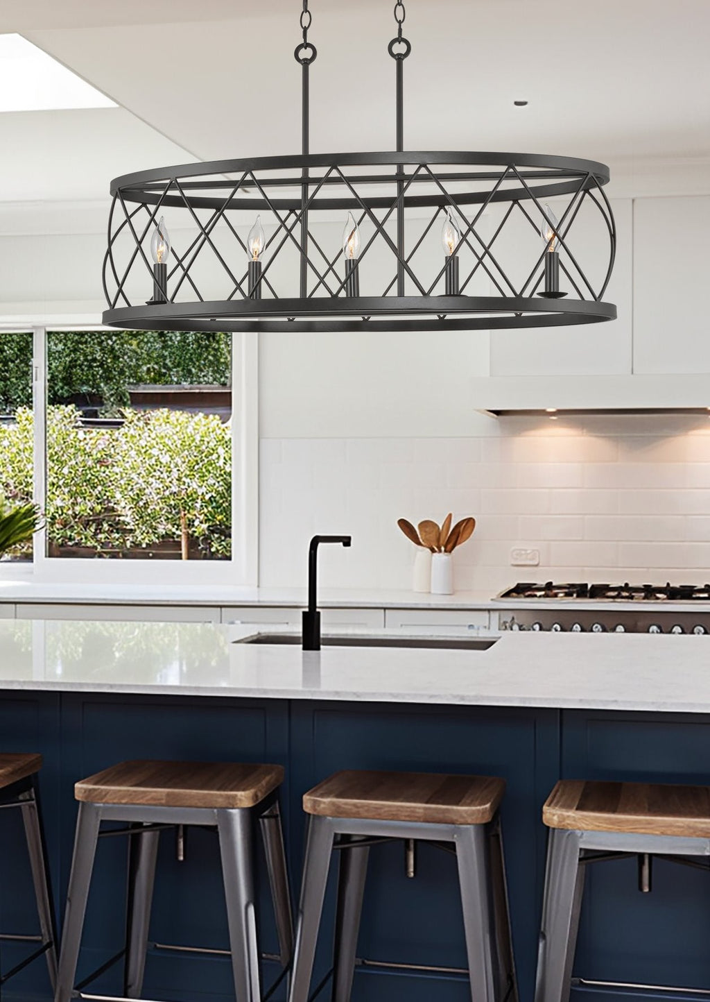 Luminaire traditionnel Eleanor 33 à 5 lumières pour îlot de cuisine