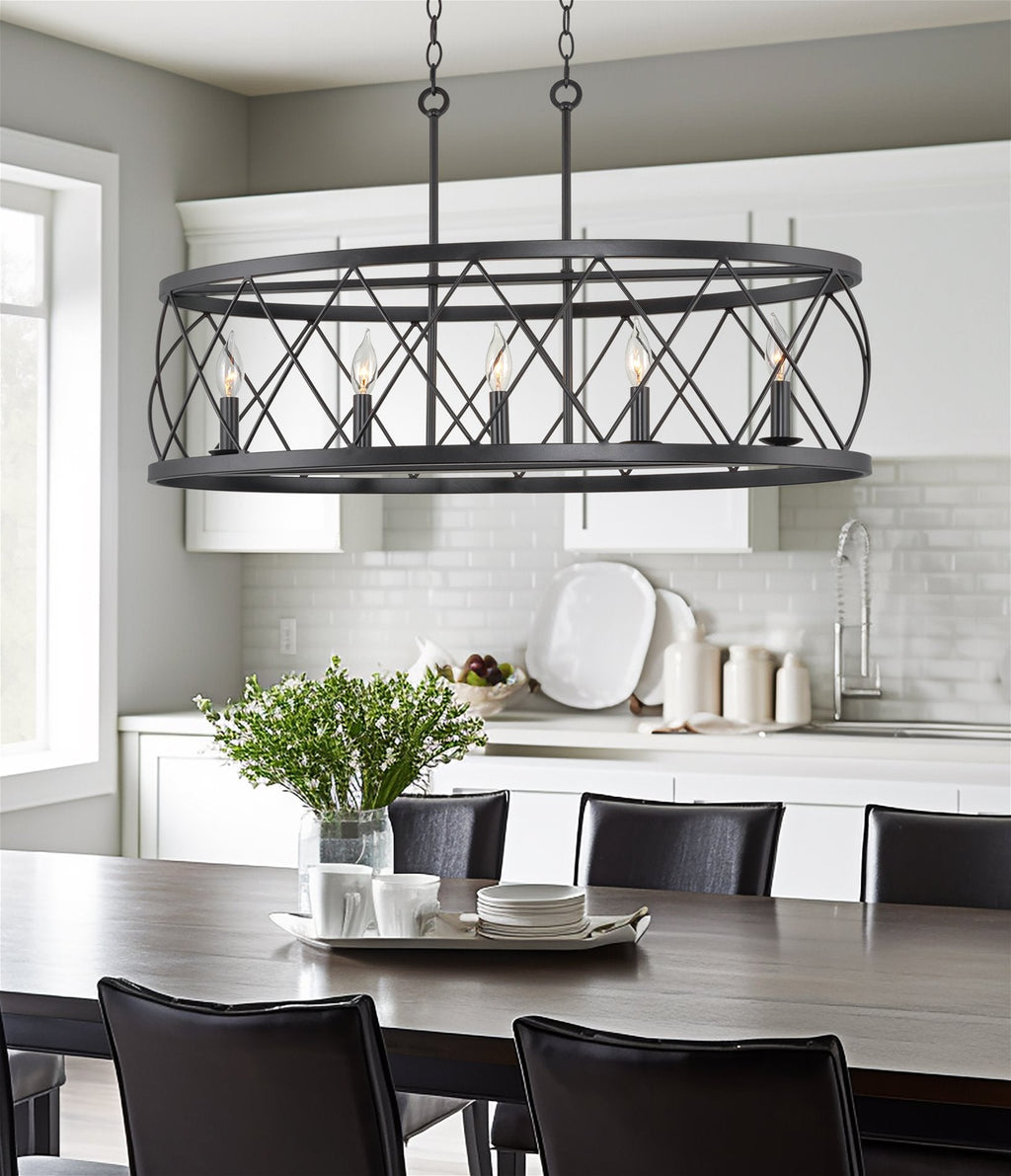 Luminaire traditionnel Eleanor 33 à 5 lumières pour îlot de cuisine