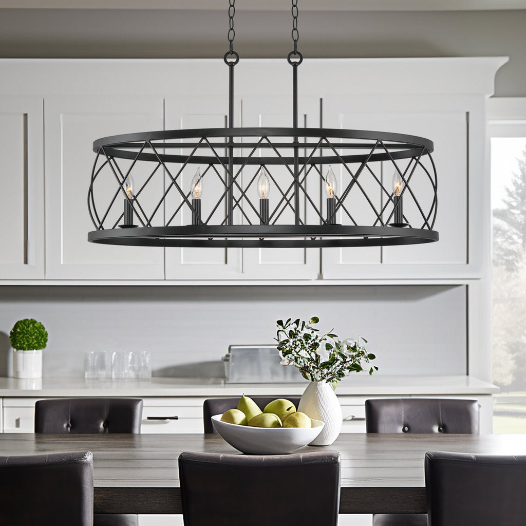 Luminaire traditionnel Eleanor 33 à 5 lumières pour îlot de cuisine