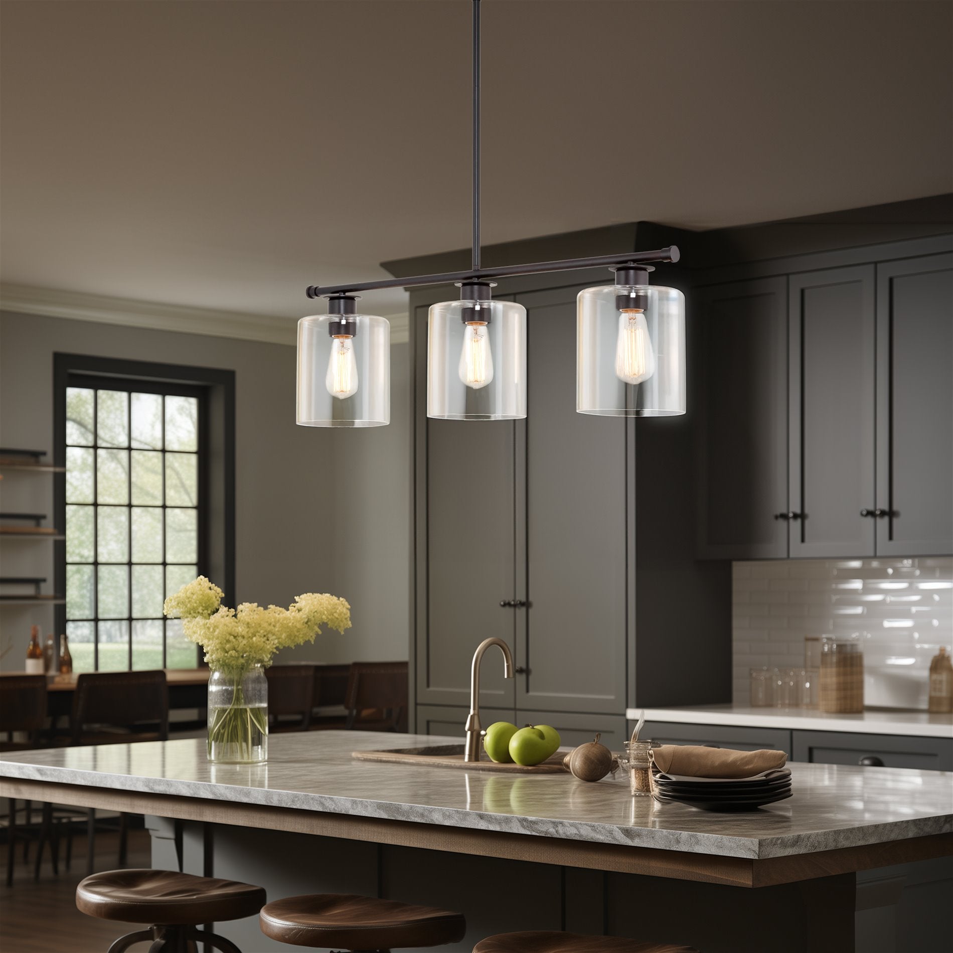 Sloane 31 Applique murale à 3 lumières style industriel moderne, style ferme, pour îlot central