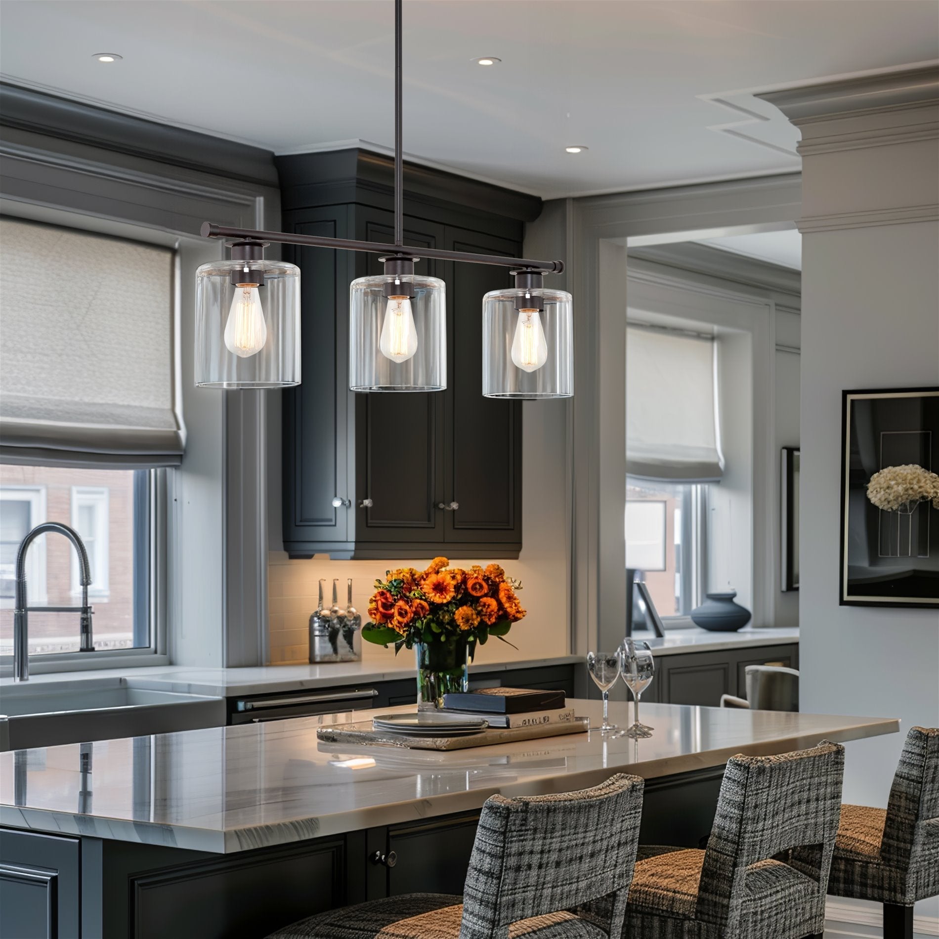 Sloane 31 Applique murale à 3 lumières style industriel moderne, style ferme, pour îlot central