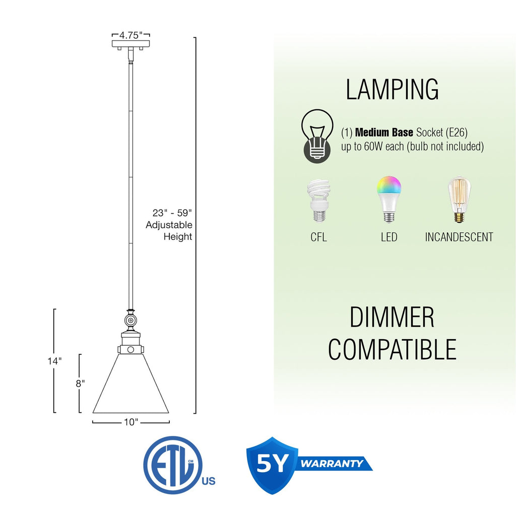 Emma 14 Suspension moderne de style ferme, grand format