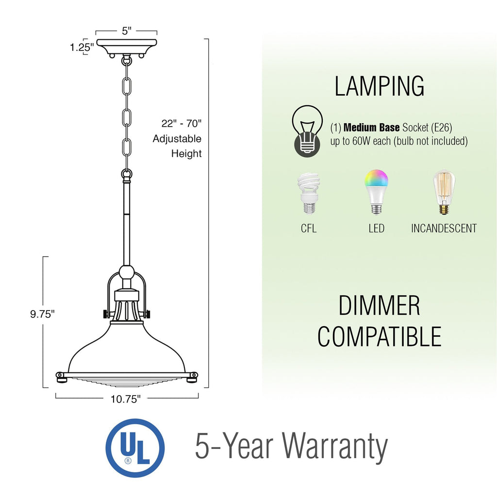 Suspension Beacon 11 style industriel/fermier/nautique