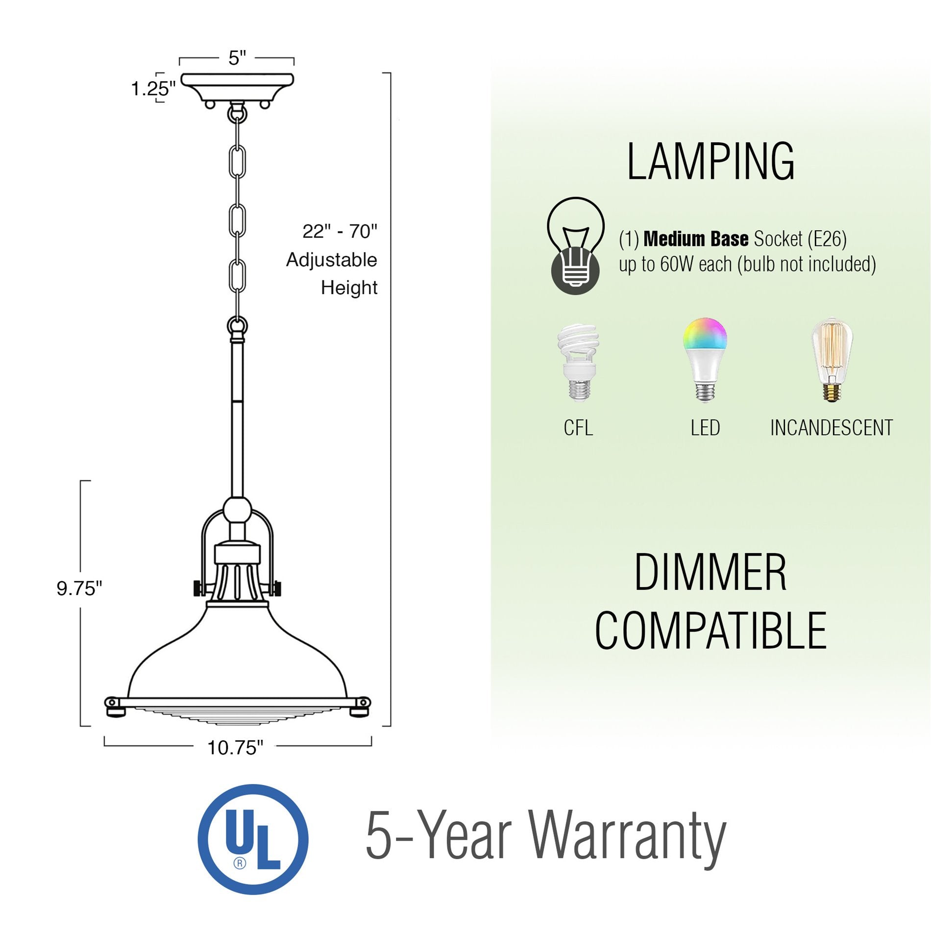 Suspension Beacon 11 style industriel/fermier/nautique