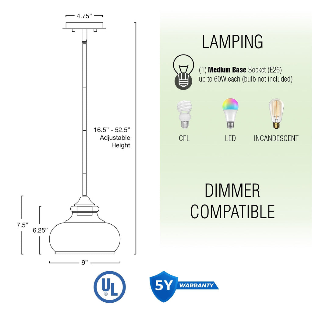Suspension Harlow 9 style industriel moderne / ferme / école / rustique