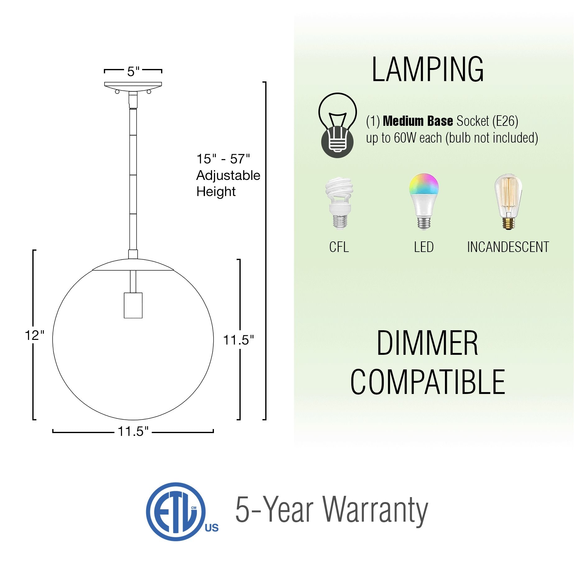 Suspension sphérique moderne Ceres 12
