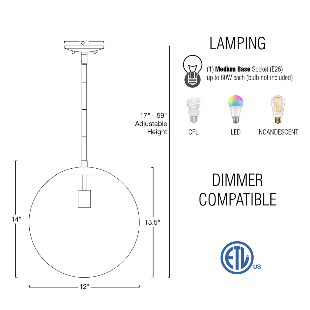 Suspension sphérique moderne Ceres 14 du milieu du siècle