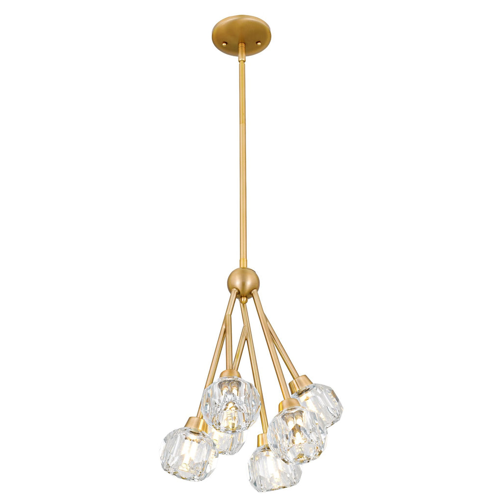 Lustre suspendu moderne Kira Home Jewel 16 à 6 lumières en cristal, hauteur de suspension réglable, finition laiton élégant