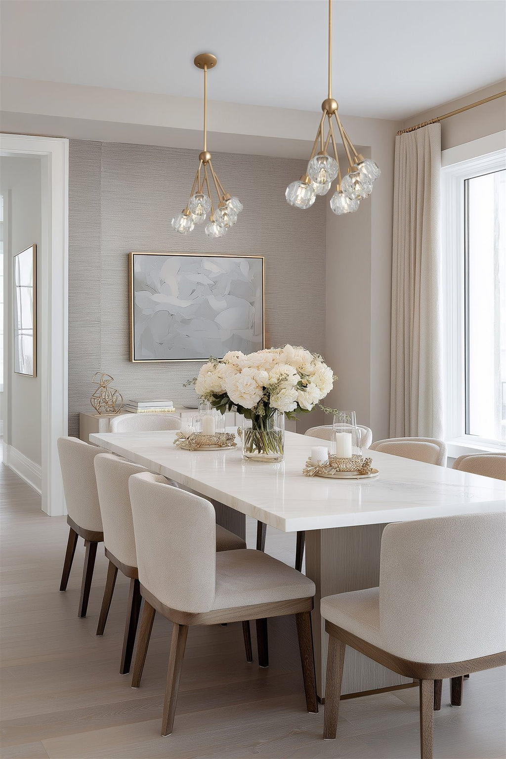 Lustre suspendu moderne Kira Home Jewel 16 à 6 lumières en cristal, hauteur de suspension réglable, finition laiton élégant