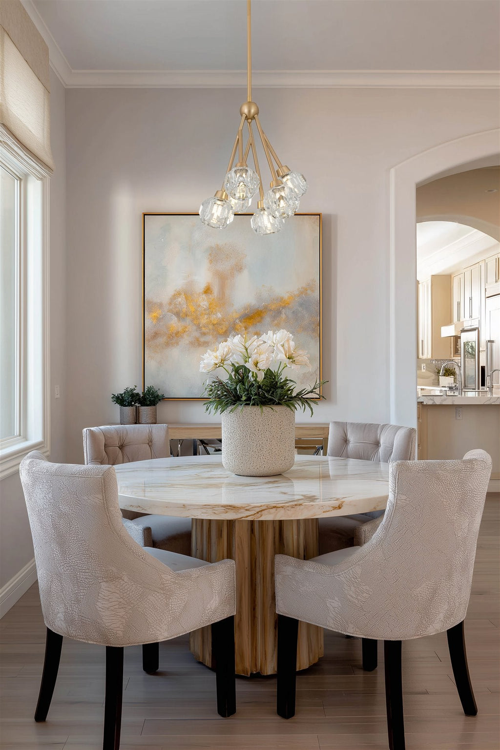 Lustre suspendu moderne Kira Home Jewel 16 à 6 lumières en cristal, hauteur de suspension réglable, finition laiton élégant