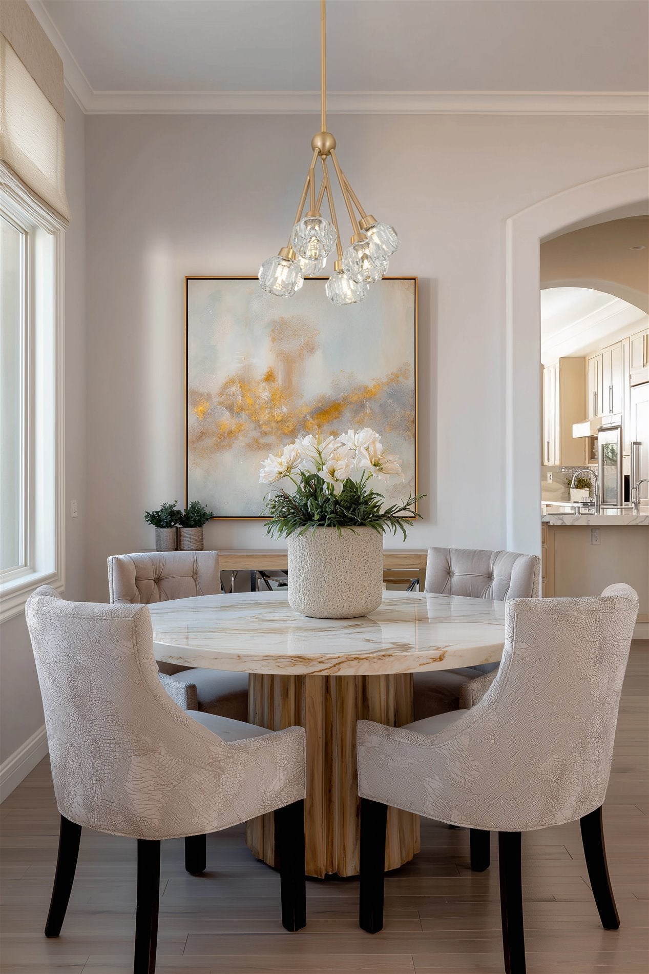 Lustre suspendu moderne Kira Home Jewel 16 à 6 lumières en cristal, hauteur de suspension réglable, finition laiton élégant