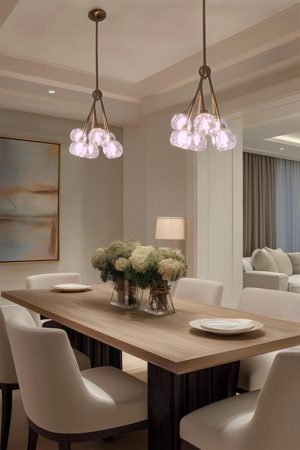 Lustre suspendu moderne Kira Home Jewel 16 à 6 lumières en cristal, hauteur de suspension réglable, finition laiton élégant