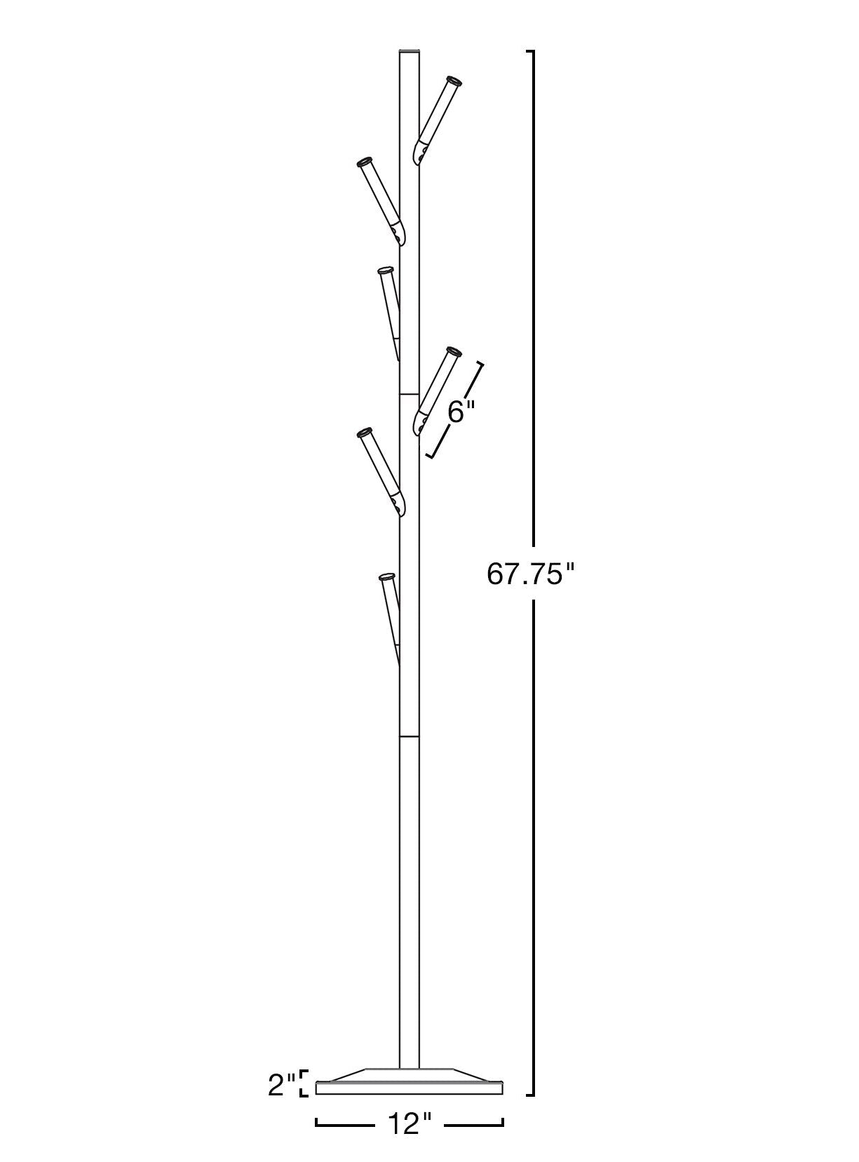 Porte-manteau autoportant moderne Addison 68 à 6 crochets, en métal, finition bronze huilé