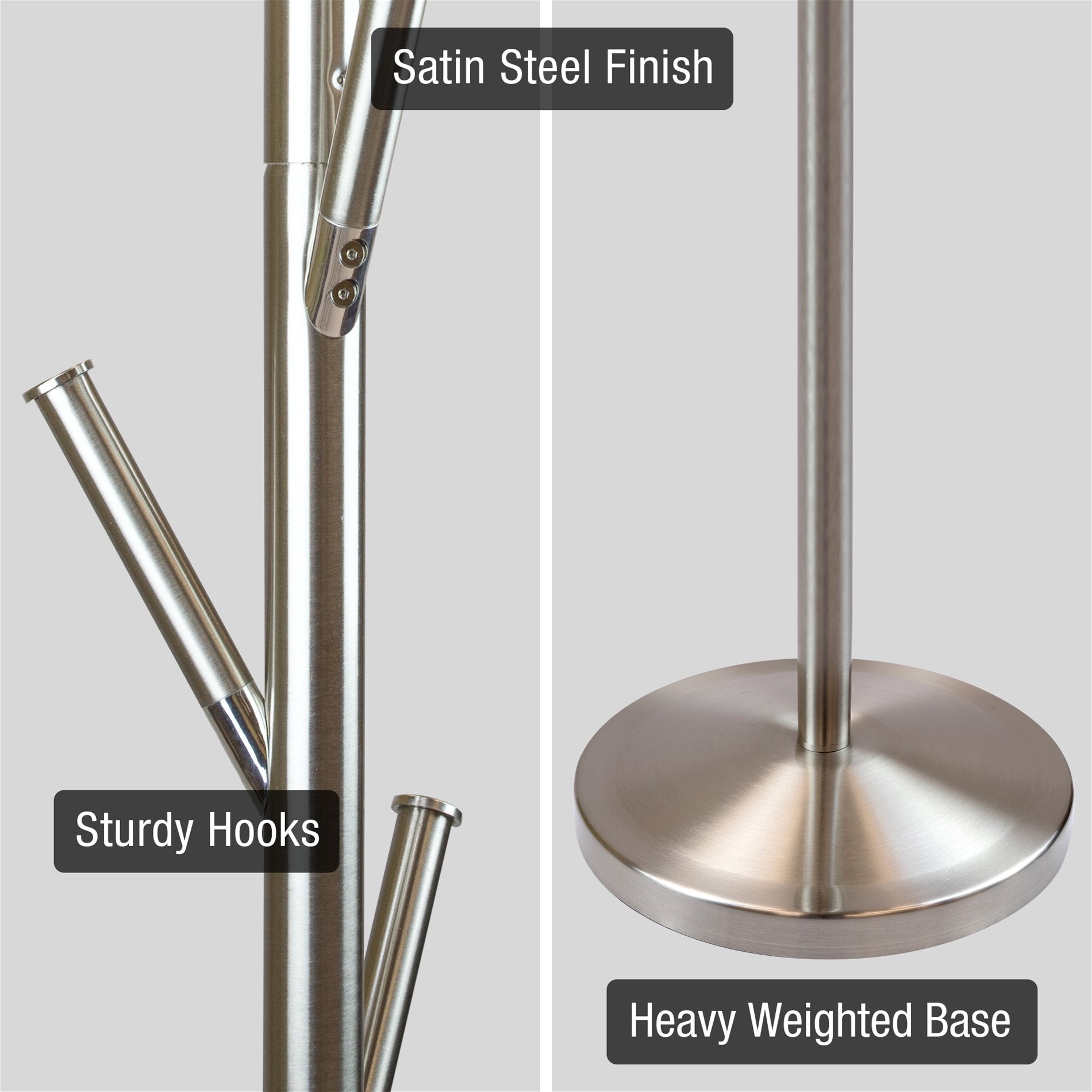 Porte-manteau autoportant en métal Addison 68, acier satiné