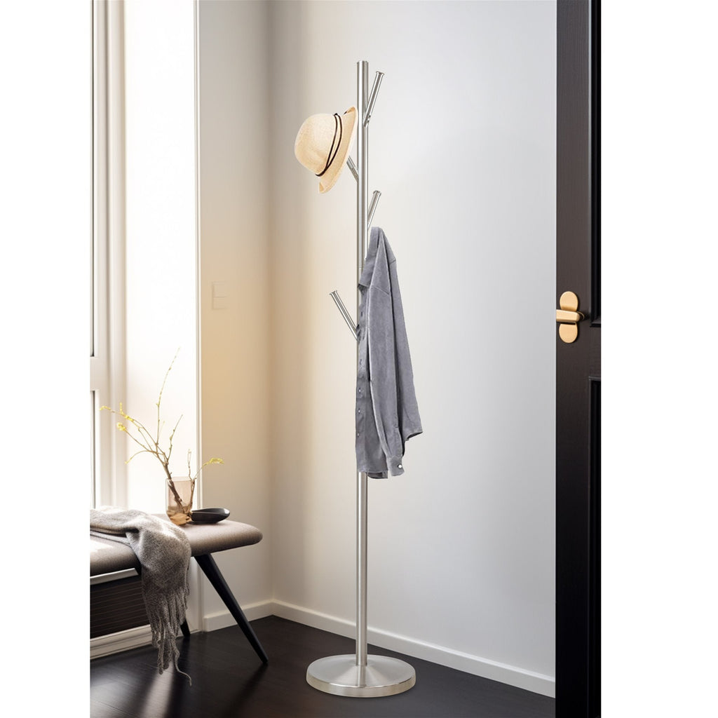 Porte-manteau autoportant en métal Addison 68, acier satiné