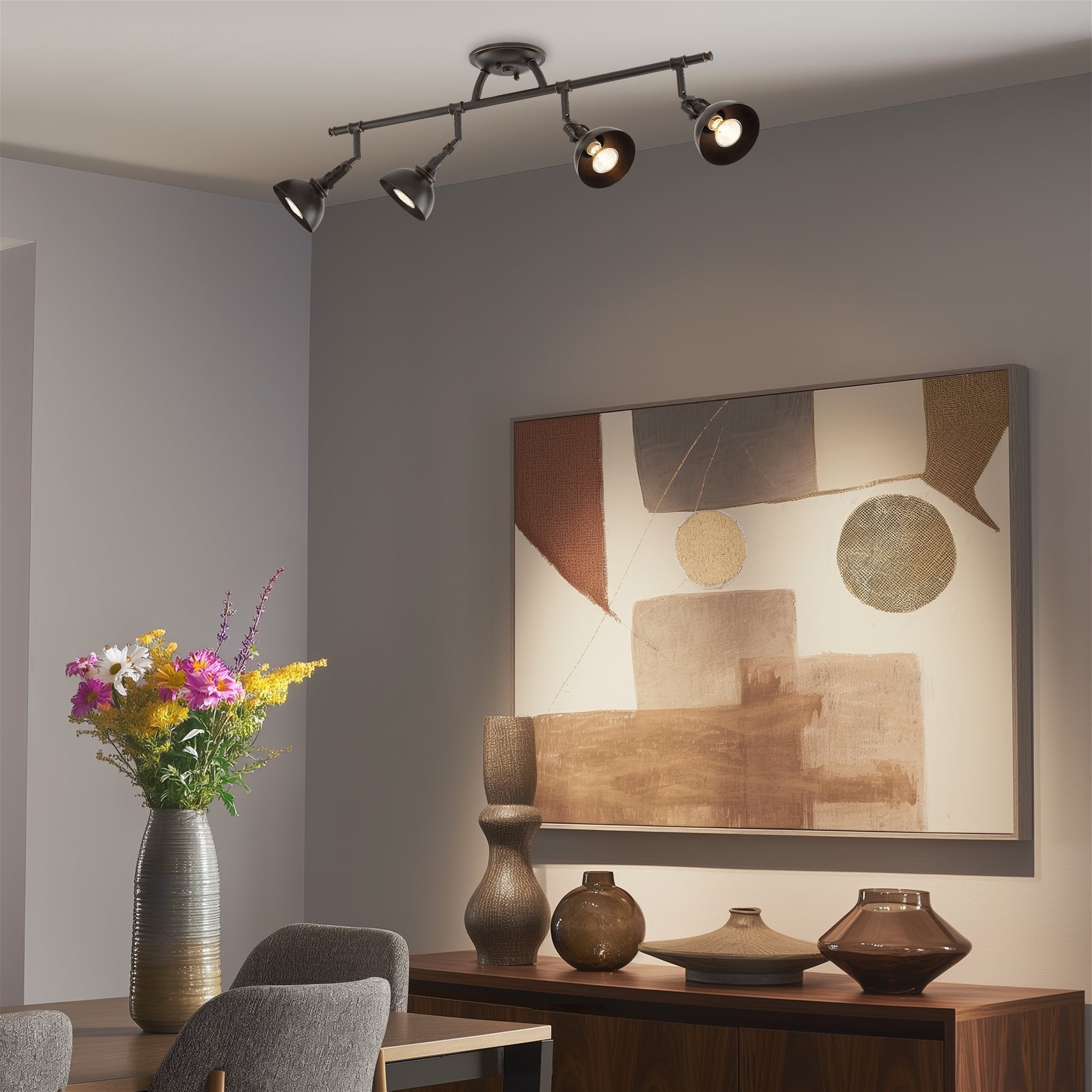 Éclairage sur rail directionnel industriel Broadway 30 à 4 lampes