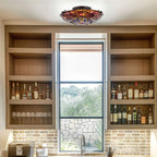 Plafonnier encastré moderne Mateo 16 à 2 lumières en verre Tiffany libellule