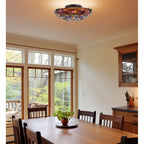 Plafonnier encastré moderne Mateo 16 à 2 lumières en verre Tiffany libellule