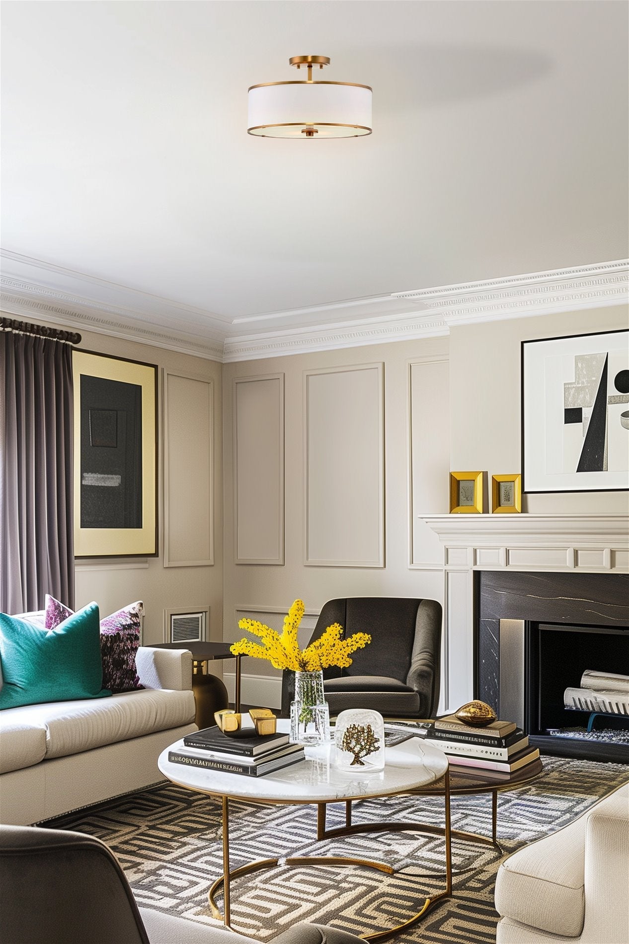 Plafonnier semi-encastré rétro moderne à 3 lumières Chloe 15