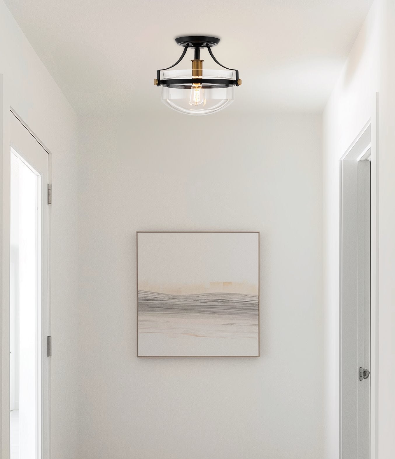 Plafonnier semi-encastré Zurich 12 style ferme rustique