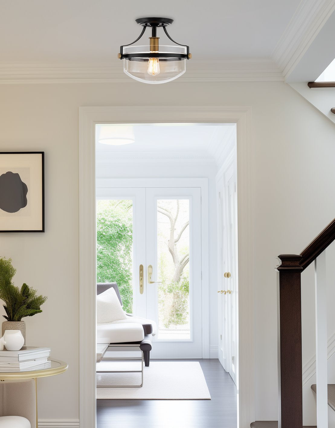 Plafonnier semi-encastré Zurich 12 style ferme rustique