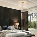 Plafonnier semi-encastré Addison 13 à 2 lumières, finition nickel brossé