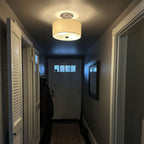 Plafonnier semi-encastré Addison 13 à 2 lumières, finition nickel brossé