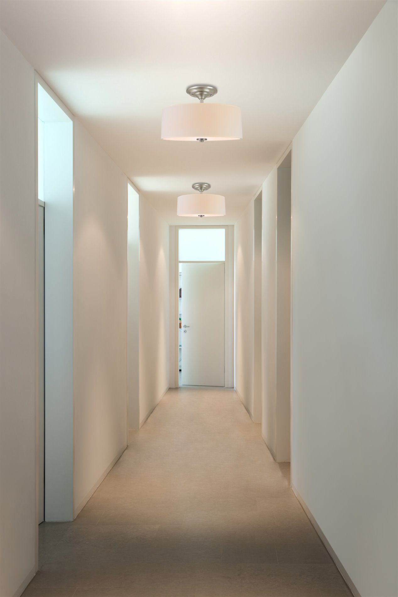 Plafonnier semi-encastré Addison 13 à 2 lumières, finition nickel brossé