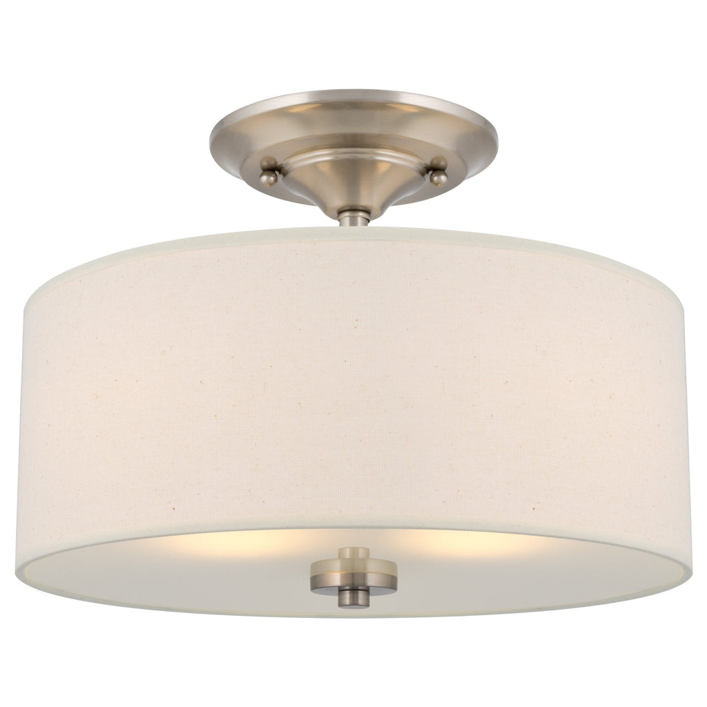 Plafonnier semi-encastré Addison 13 à 2 lumières, finition nickel brossé