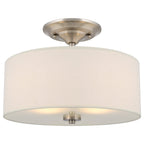 Plafonnier semi-encastré Addison 13 à 2 lumières, finition nickel brossé