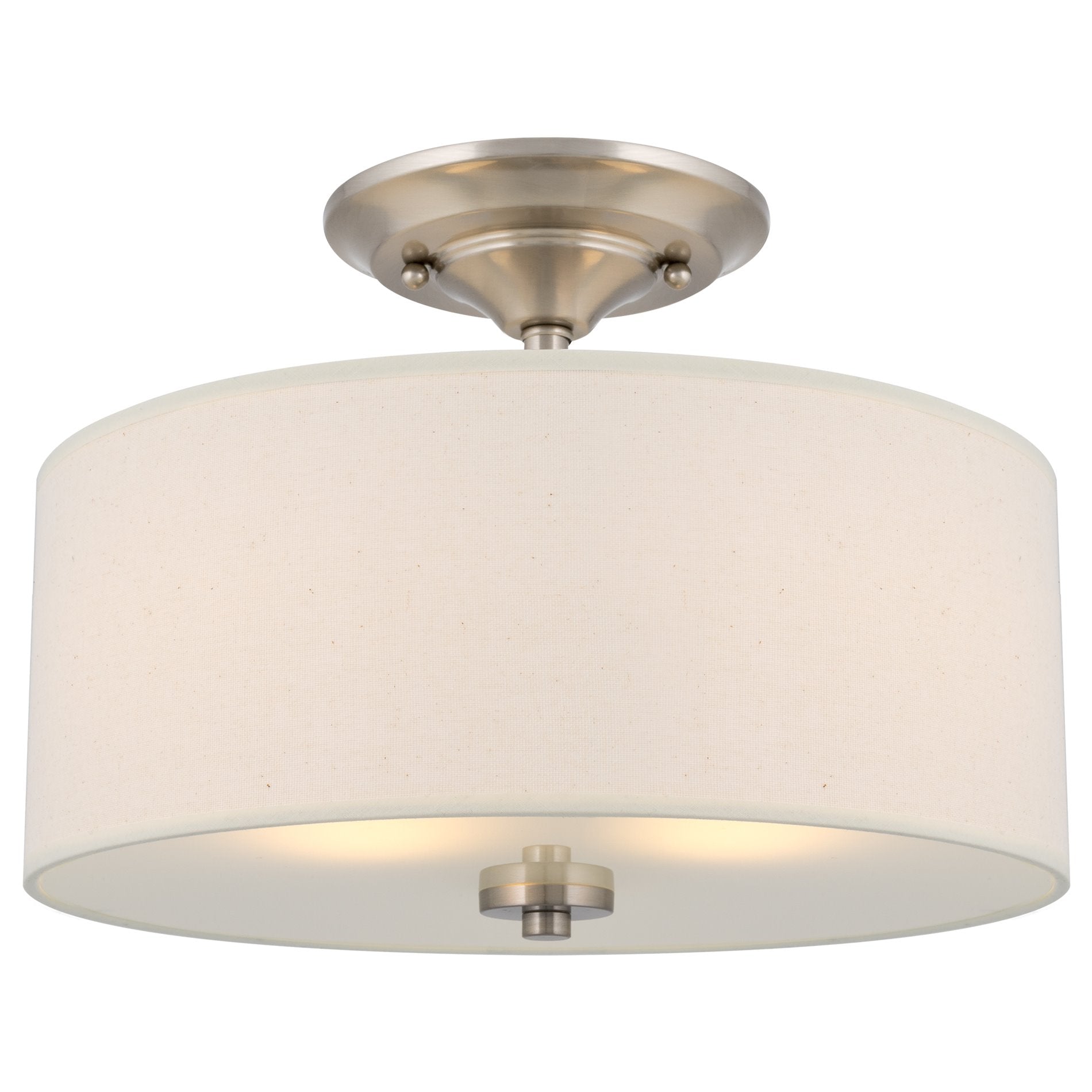 Plafonnier semi-encastré Addison 13 à 2 lumières, finition nickel brossé