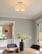 Plafonnier semi-encastré Addison 13 à 2 lumières, finition laiton froid