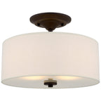 Plafonnier semi-encastré Addison 13 à 2 lumières, finition bronze