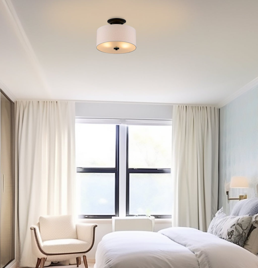 Plafonnier semi-encastré Addison 13 à 2 lumières, finition bronze