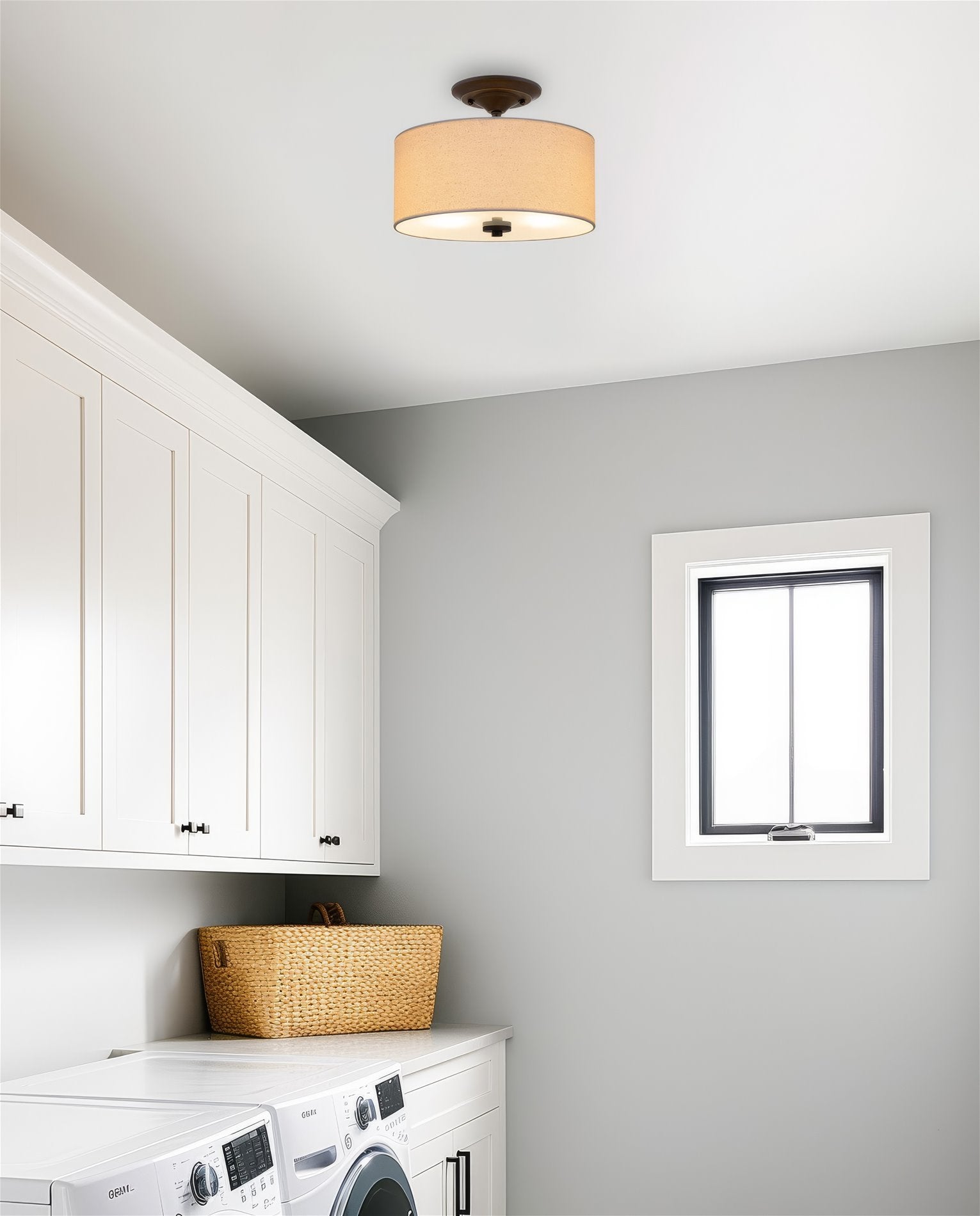 Plafonnier semi-encastré Addison 13 à 2 lumières, finition bronze