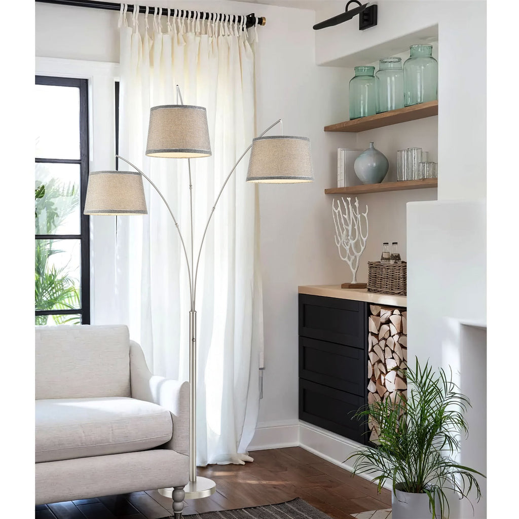 Lampadaire arqué moderne Akira 79 à 3 lumières avec interrupteur à 3 positions
