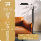 Kira Home Prescott 58 Lampada da Terra Industriale Moderna Regolabile con Lampadina LED 6W (eq. 60W)