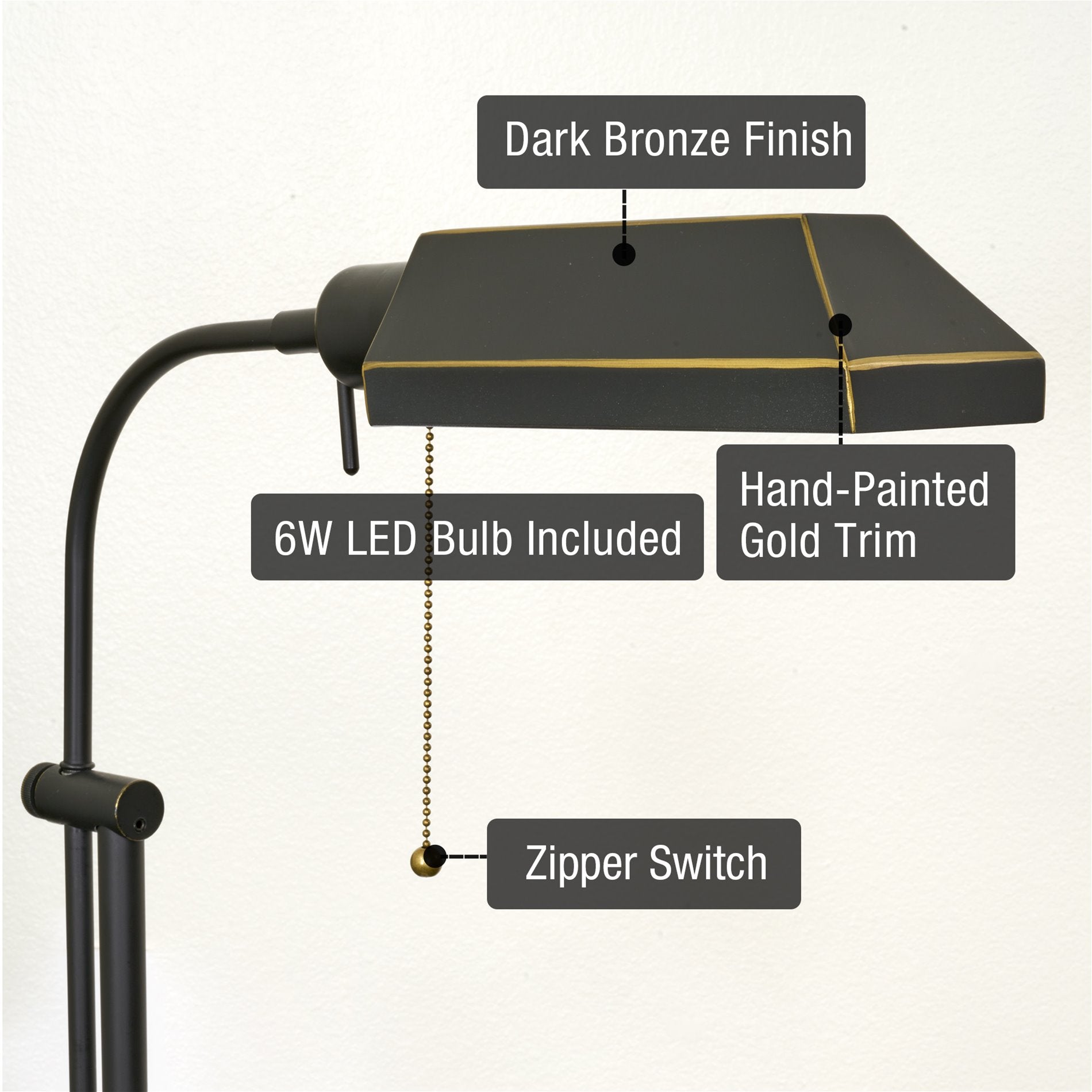 Lampe sur pied de pharmacie moderne et réglable Kira Home Prescott 58, ampoule LED 6 W (équivalent 60 W)