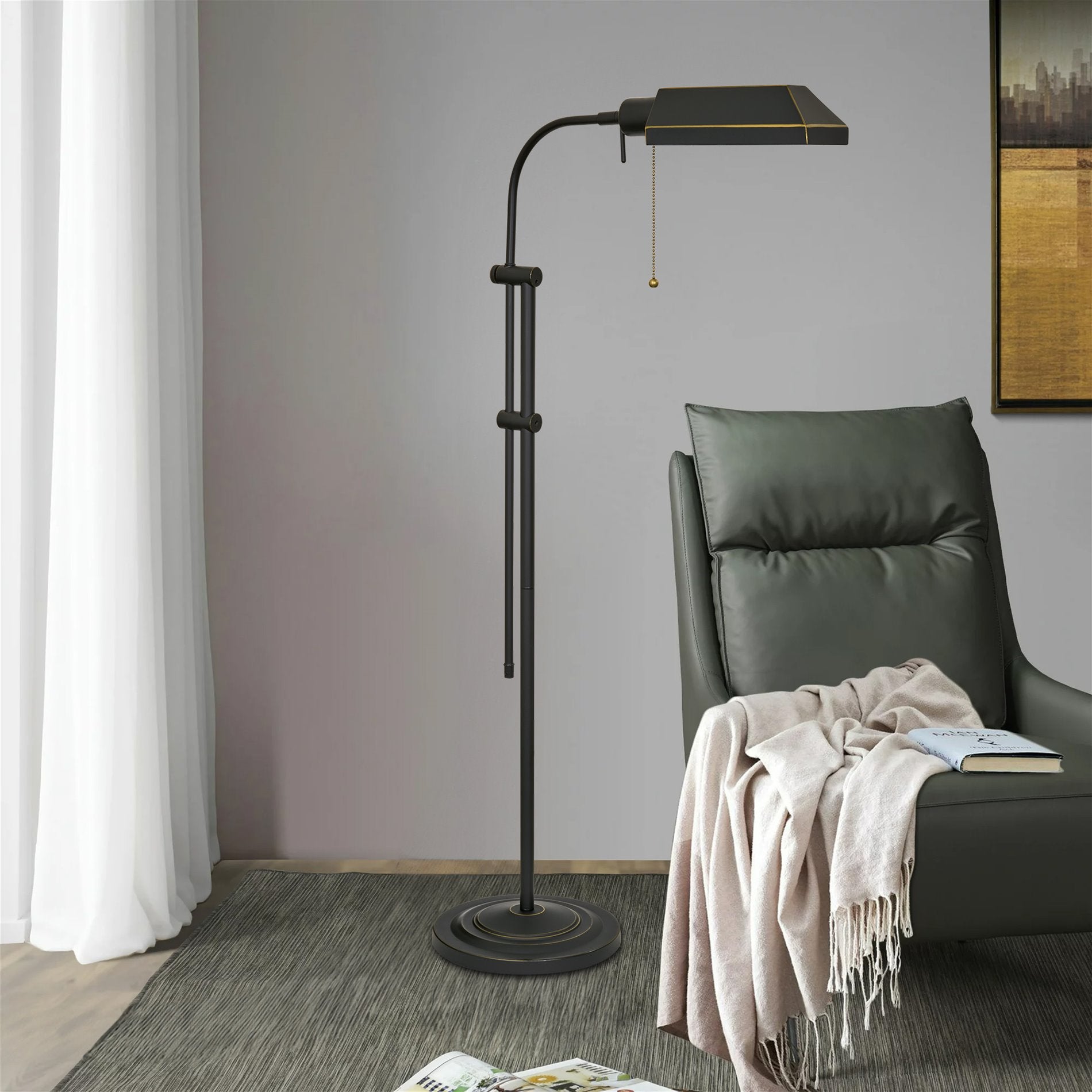 Kira Home Prescott Lampada da terra moderna industriale regolabile 58" con lampadina LED da 6W (equivalente a 60W)