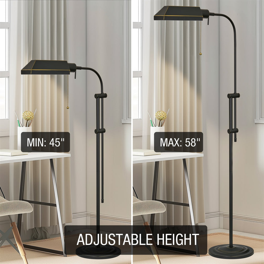 Kira Home Prescott Lampada da terra moderna industriale regolabile 58" con lampadina LED da 6W (equivalente a 60W)