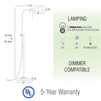 Kira Home Prescott Lampada da terra moderna industriale regolabile 58" con lampadina LED da 6W (equivalente a 60W)