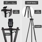 Lampadaire tripode Sadie 61, style moderne du milieu du siècle, LED 9W