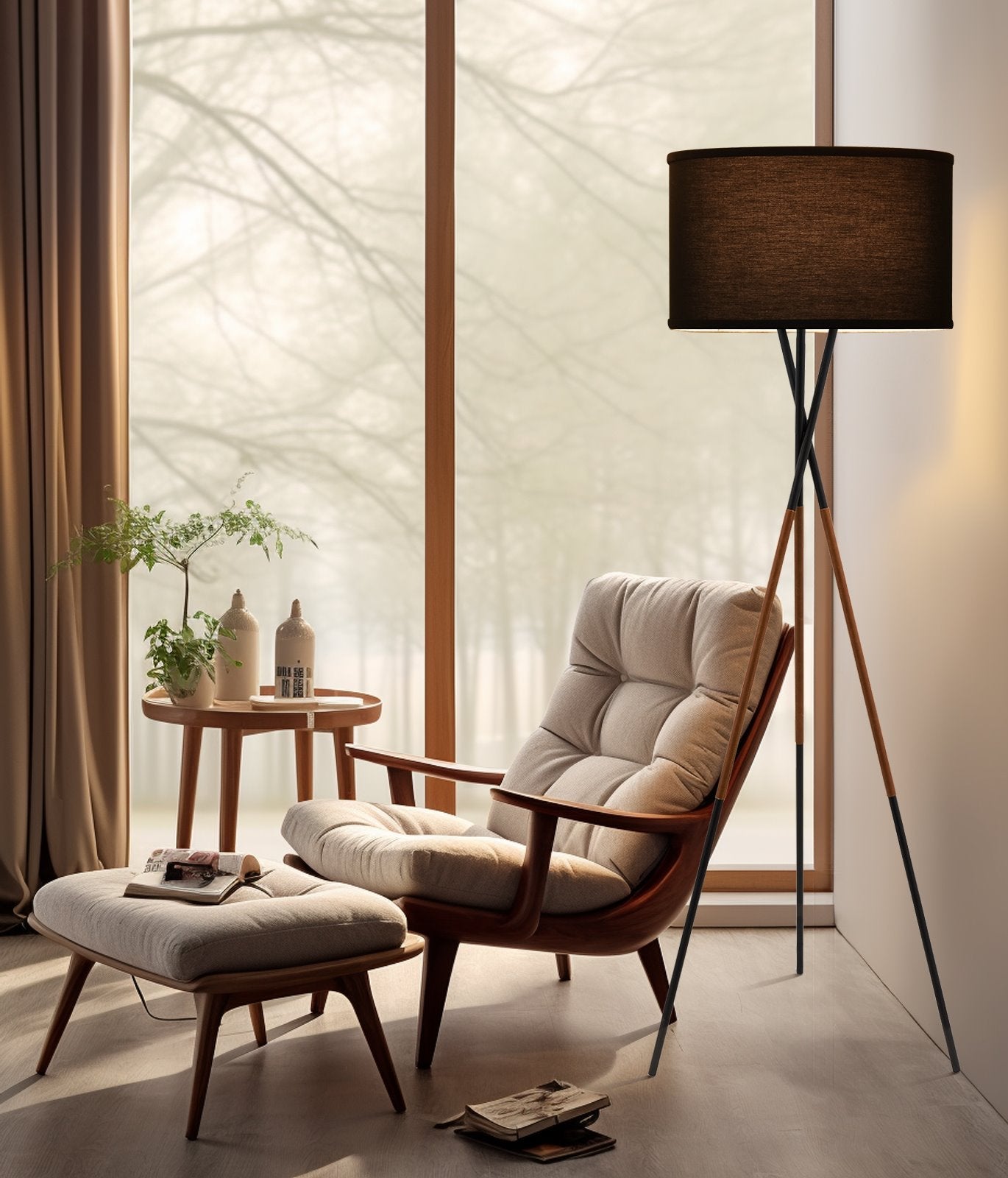Lampadaire tripode Sadie 61, style moderne du milieu du siècle, LED 9W