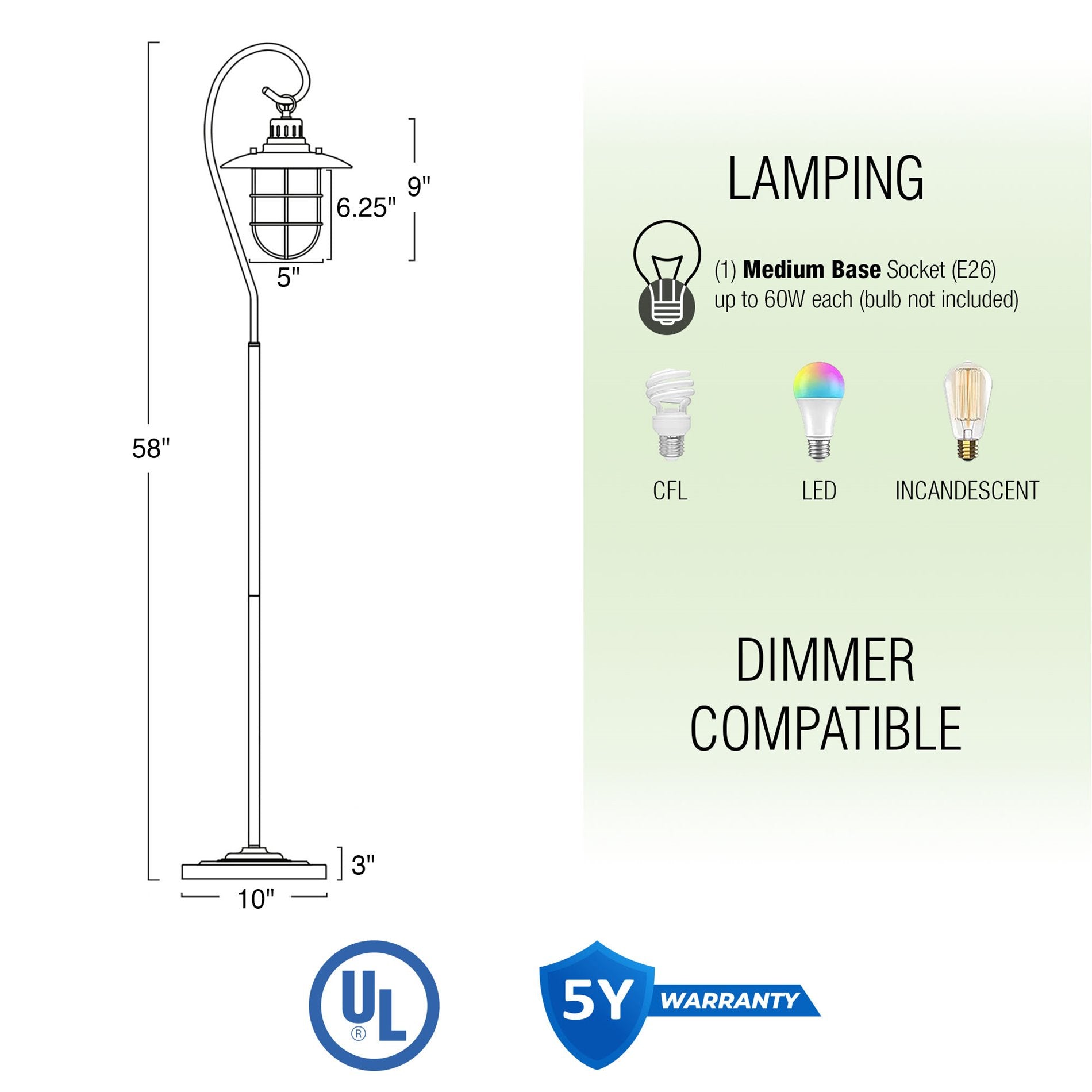 Lampadaire industriel nautique Lantern 58 6W